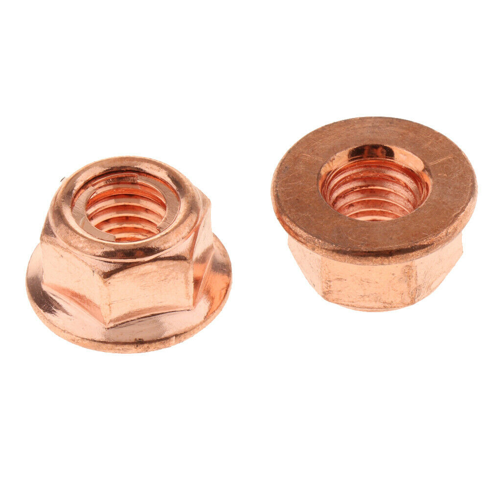 12pcs M8 Flange Exhaust Lock Nut Copper Plated Hex Nuts for BMW