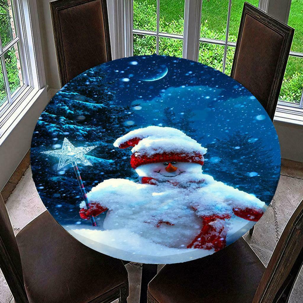 Set of 2 Christmas Theme Table Cover Home Waterproof Tablecloth Round 120cm