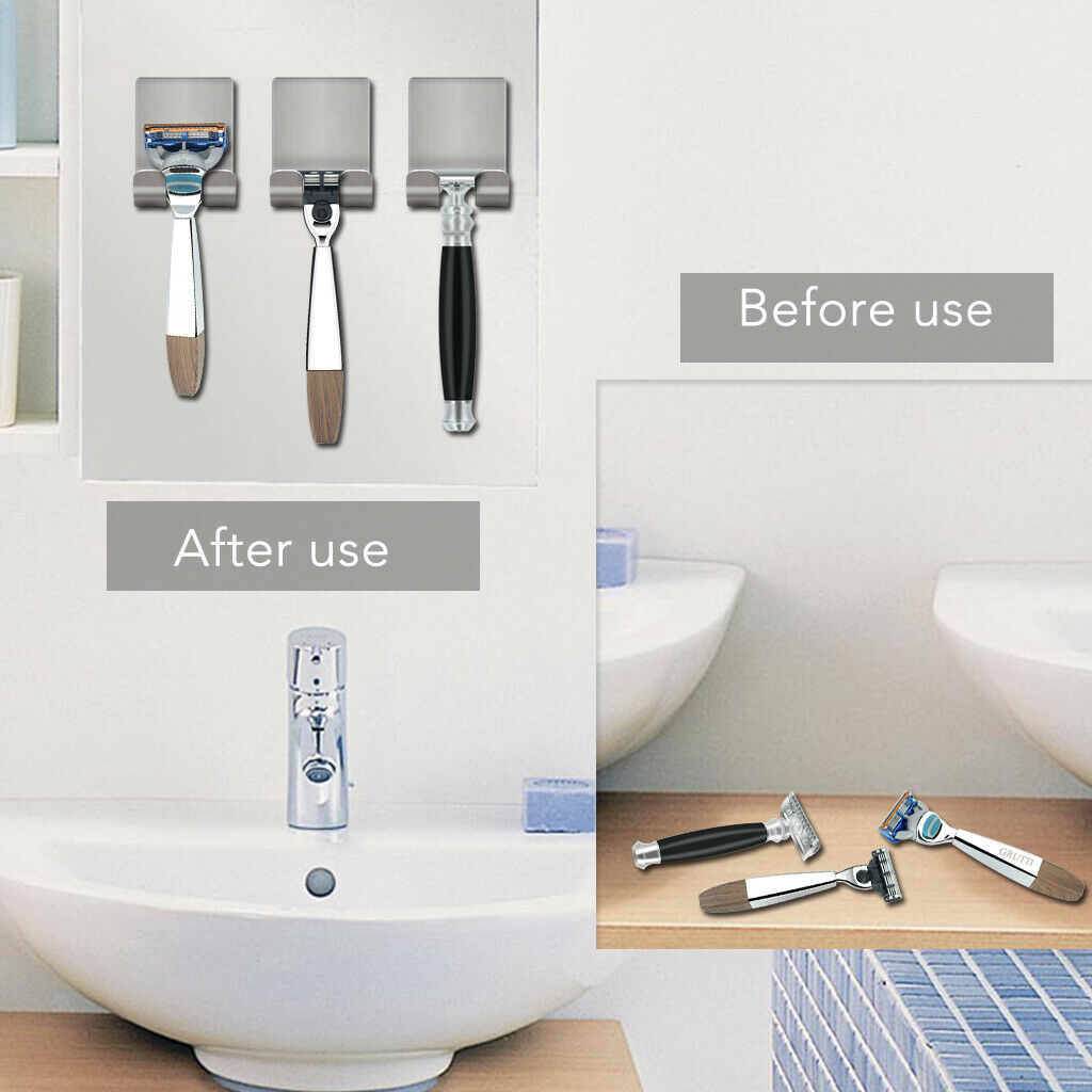 2 Pieces  Holder Self-adhesive Multi-purpose Hooks Stainless Steel Waterproof