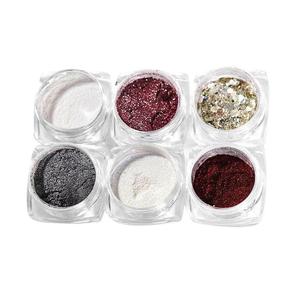 6 Boxes Holographic Mermaid Nail Art Glitter Powder Sequins Flakes Paillette 03