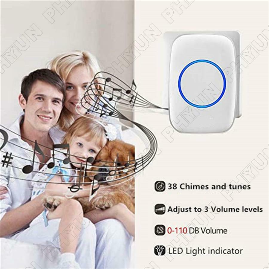 Wireless Doorbell Push Button Adjustable Volume 1000FT For Home/Office/Classroom