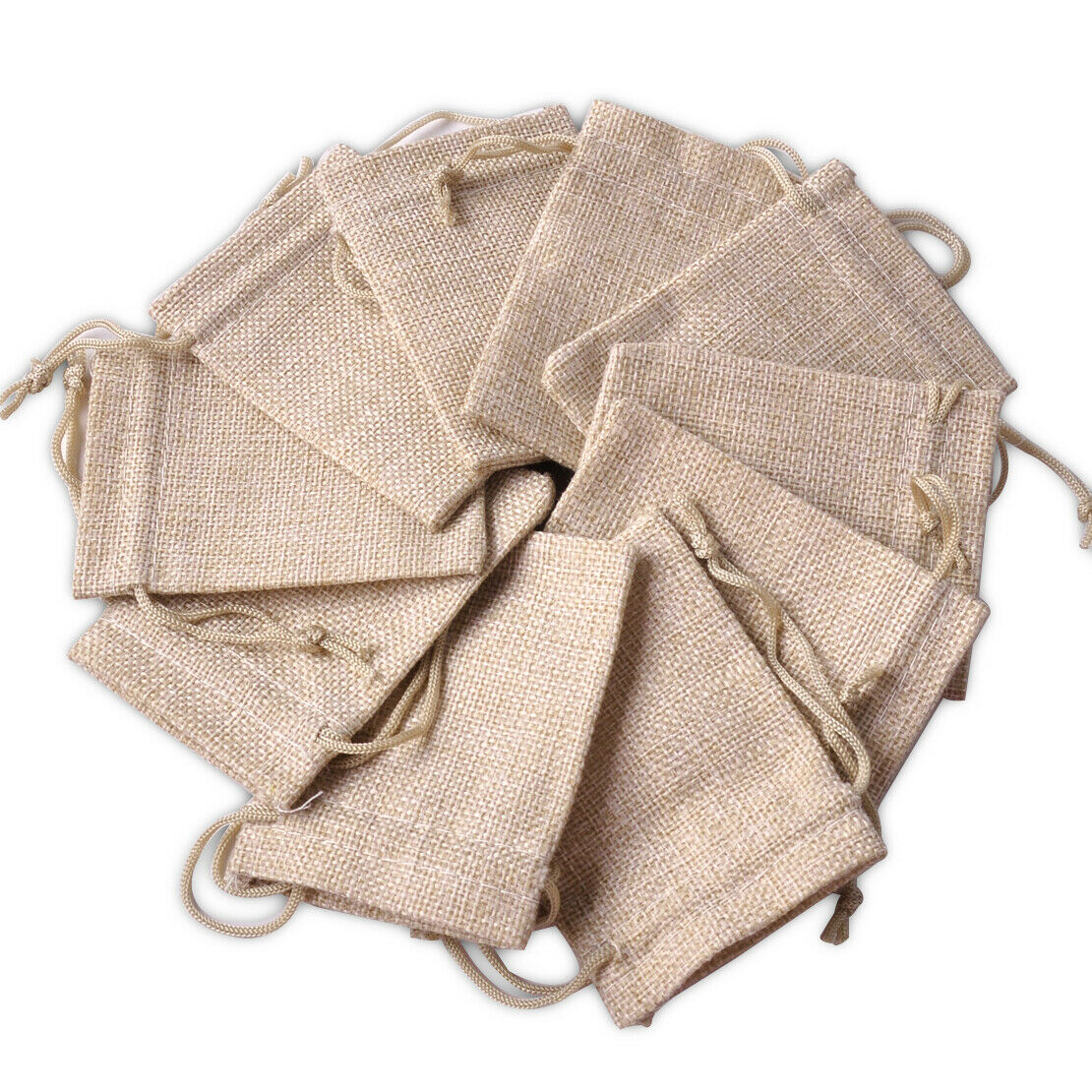10pcs Natural Burlap Linen Jute Drawstring Pouch Gift Bag Wedding Favor An
