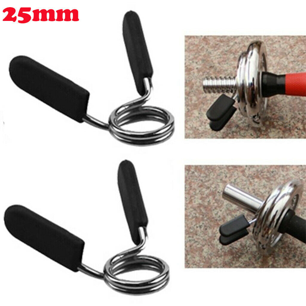 2x Steel 1'' Barbell Spring Clamp Olympic Gym Clips Lock Collar Adjuster