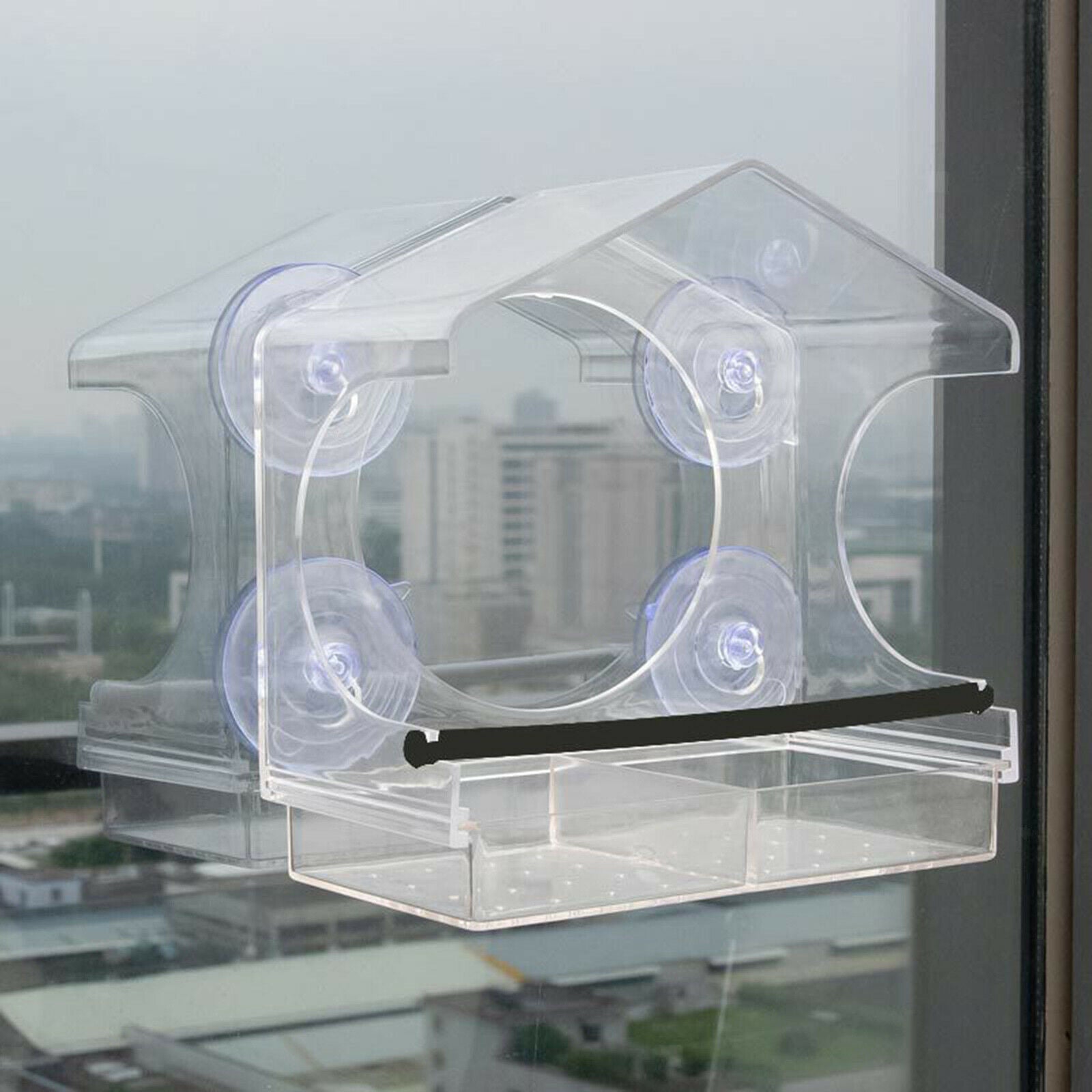 Clear Birdfeeder Bird Viewing Birdhouse Removable Sliding Tray for Pet Birds