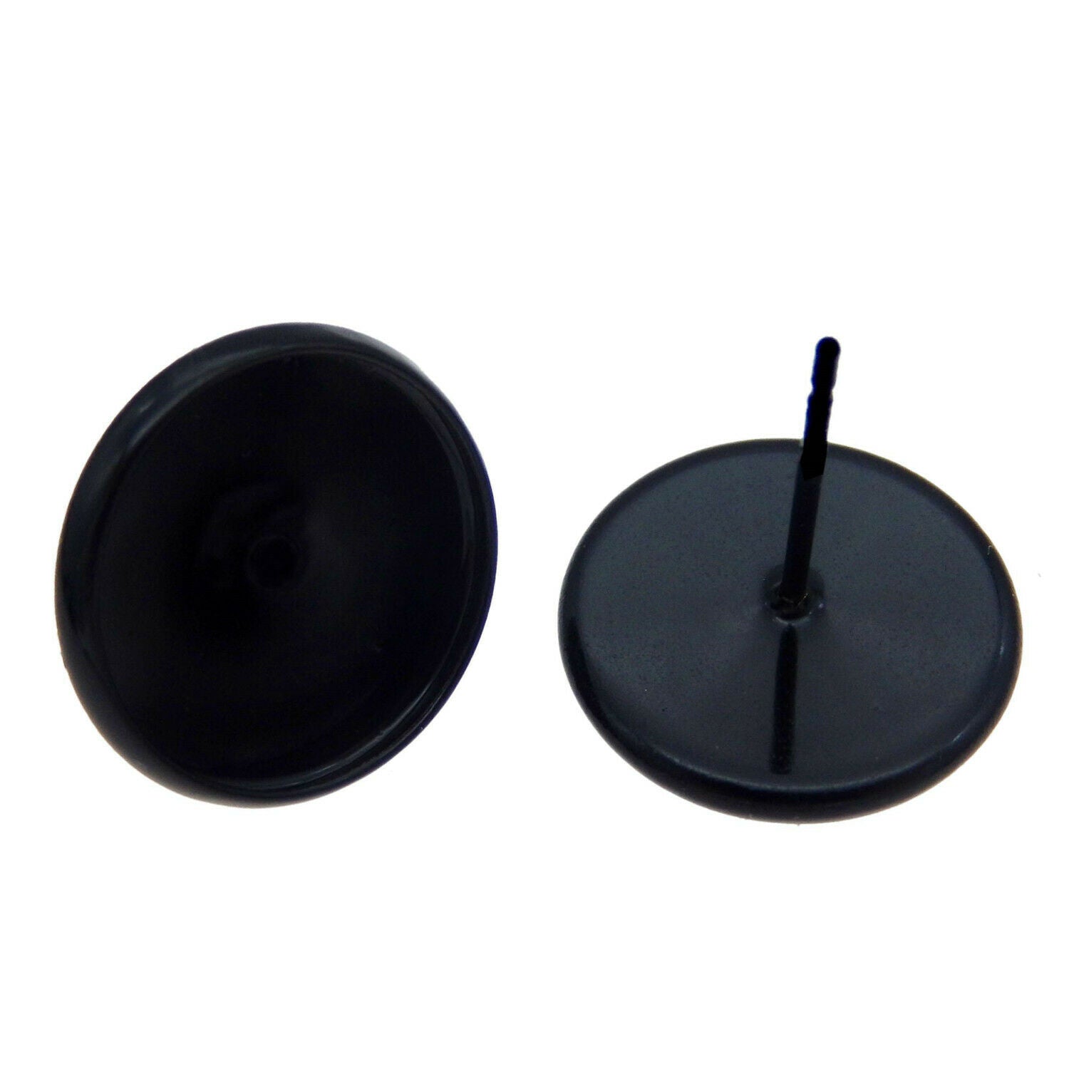 5 pairs Black Brass Metal Cup Earring Post Stud DIY Jewelry Craft Inner 12mm