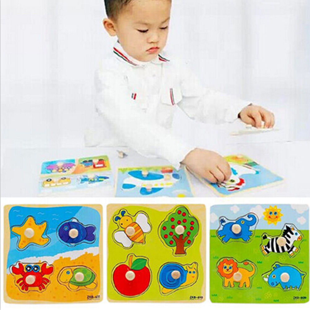 Babys Toddler Intelligence Development Animals Wooden Bricks Puzzle To.l8