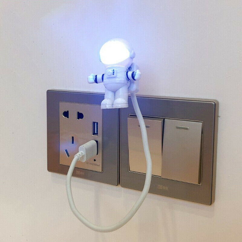 1pc White Flexible Spaceman Astronaut USB Tube LED Night Light LampB Lt