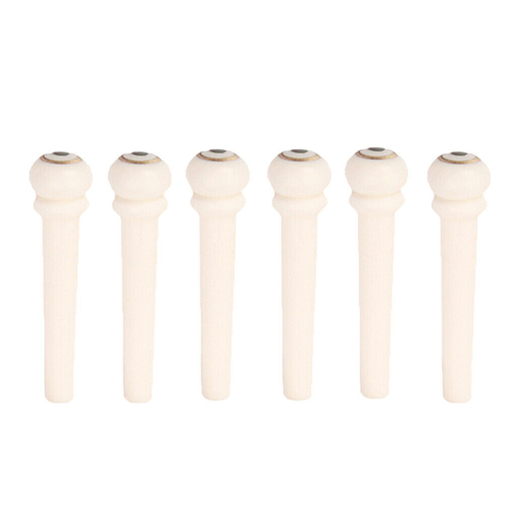 6 Pcs Cattle Bones Guitar Pins Pins Copper Circle Abalone Dot For Guitar