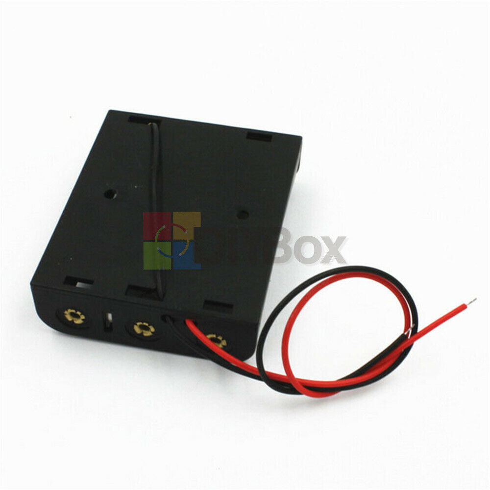 10x Black Plastic Case Battery Storage Holder Box w/ Wire Leads for 3 X AA 4.5V