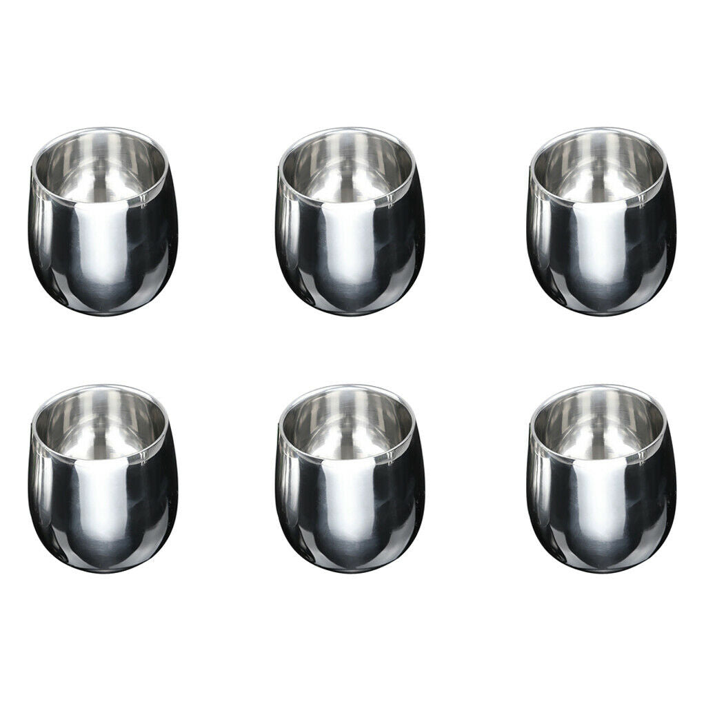 6pcs Glass Mug Milk Beer Mug Coffee Champagne Stainless Steel Double Wall Brass