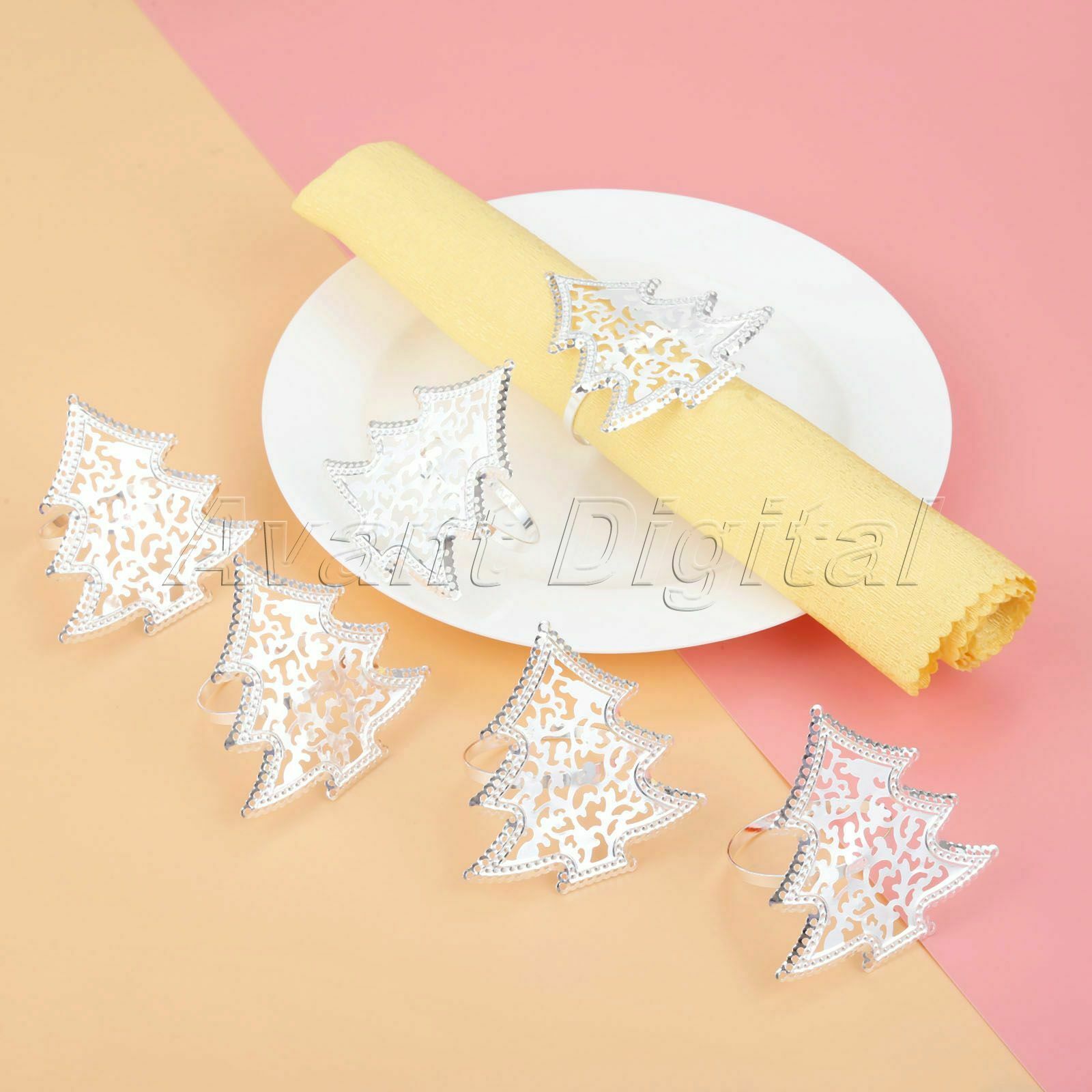 6Pcs Napkin Ring Star Christmas Tree Wedding Party Serviette Buckle Holder Decor