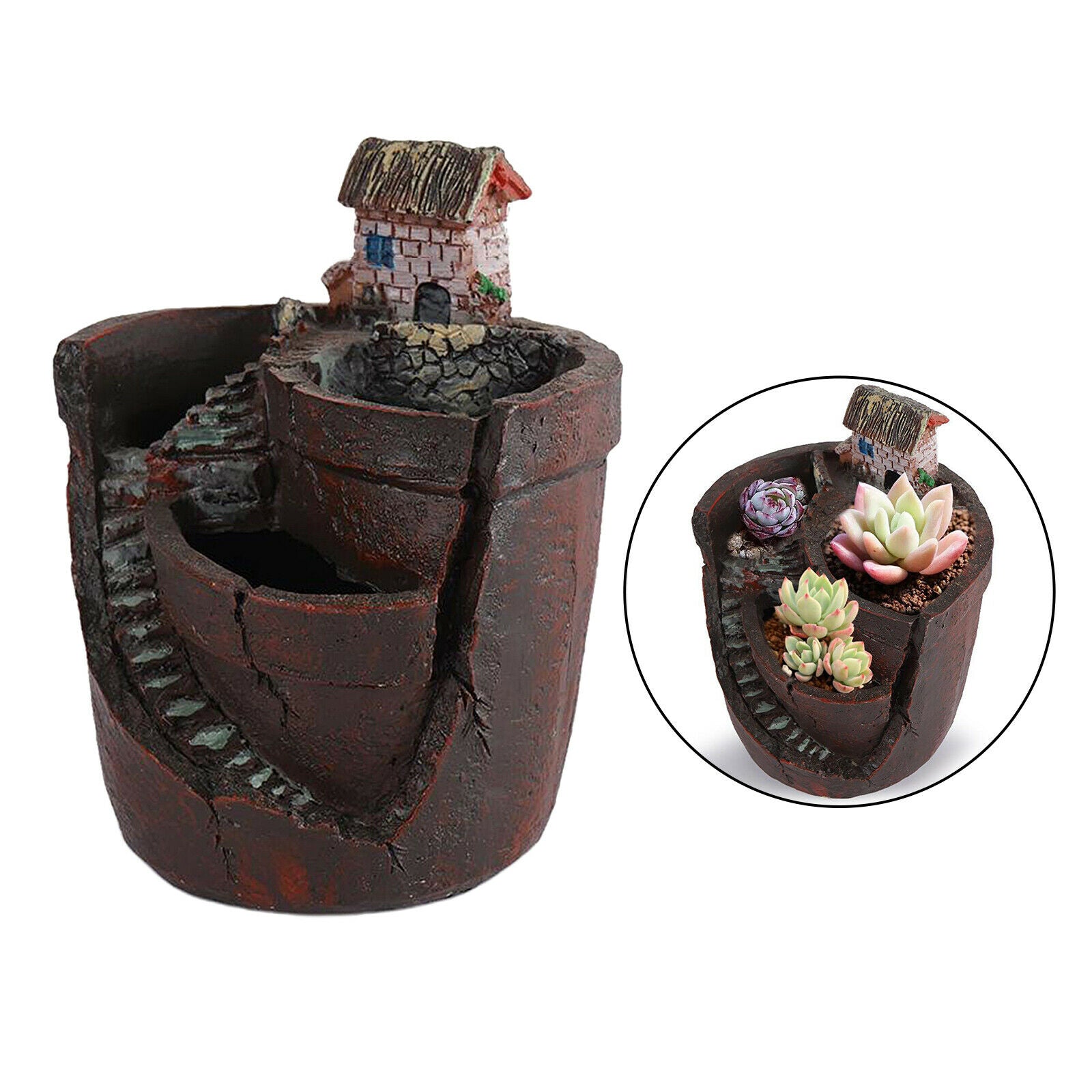 Succulent Pot Plant Planter Flowerpot with Sweet House Garden Decoration