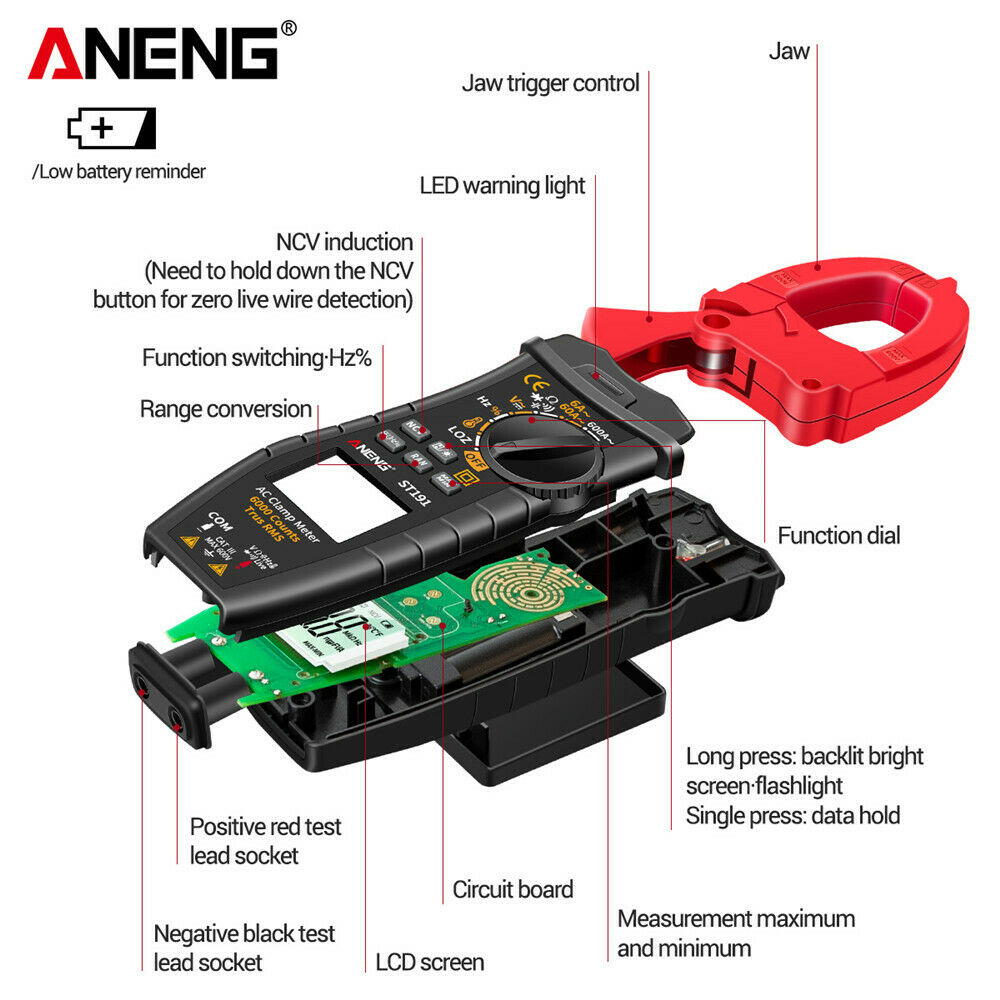 Digital Multimeter ANENG ST191 Clamp AC/DC Voltage Current  AC/DC Tester Meter