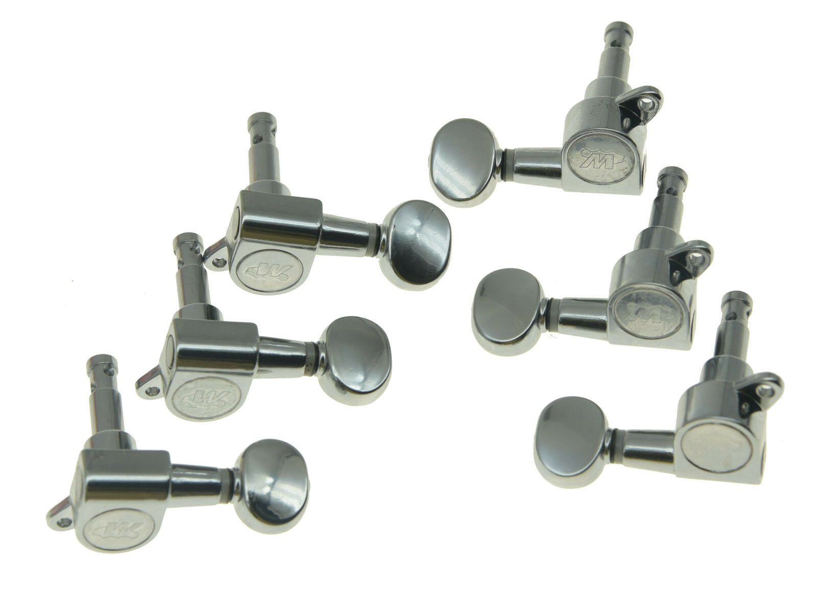 Wilkinson 6 Inline Mini Oval Button E-Z Post Guitar Tuners Tuning Pegs Chrome