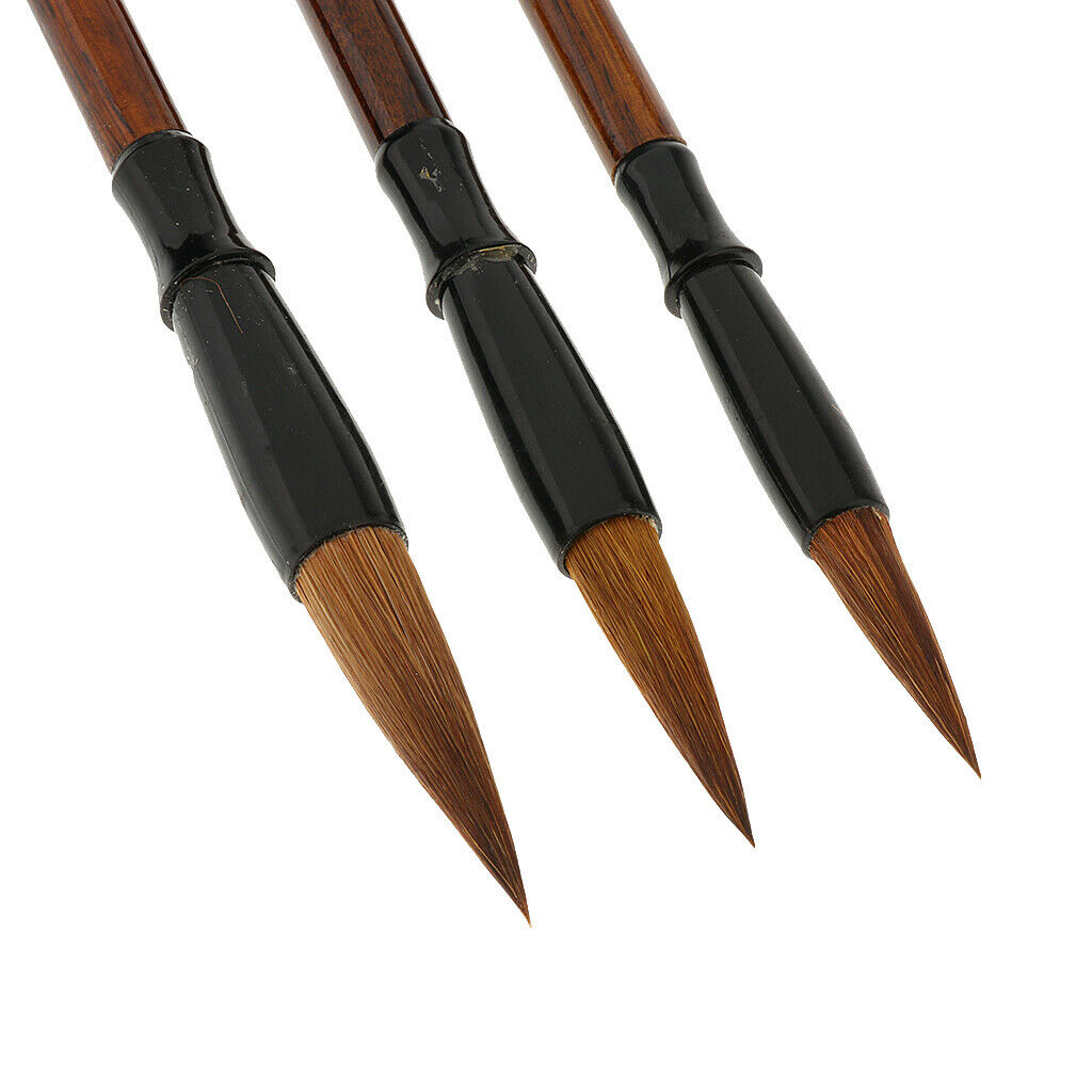 3pcs Chinese Calligraphy Brushes Weasel Wolf Hair Writing Painting Art Craft