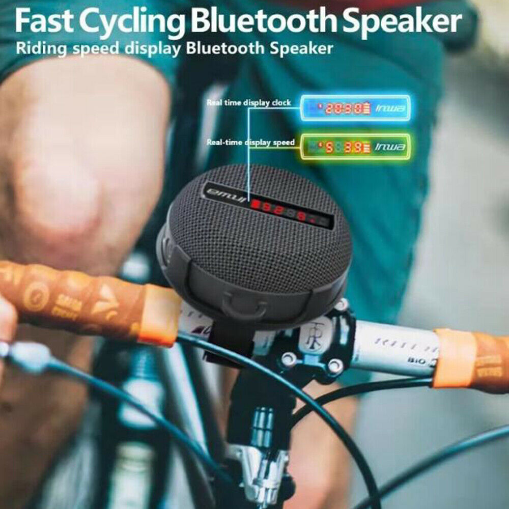 5w Digital Display Wireless Bicycle Bike Bluetooth Speaker Support Aux/TF W/Hook