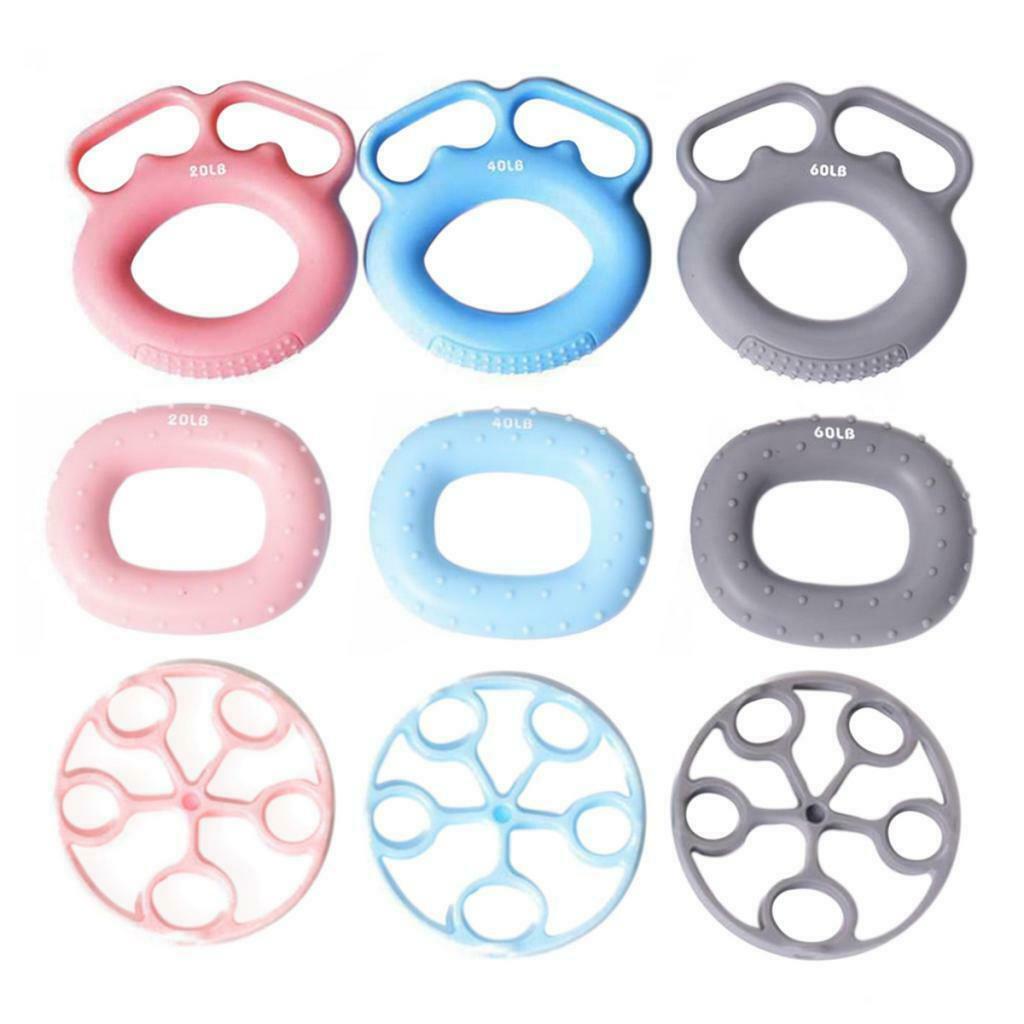 3Pcs Silicone Hand Finger Grip Rings Muscle Power Training Round
