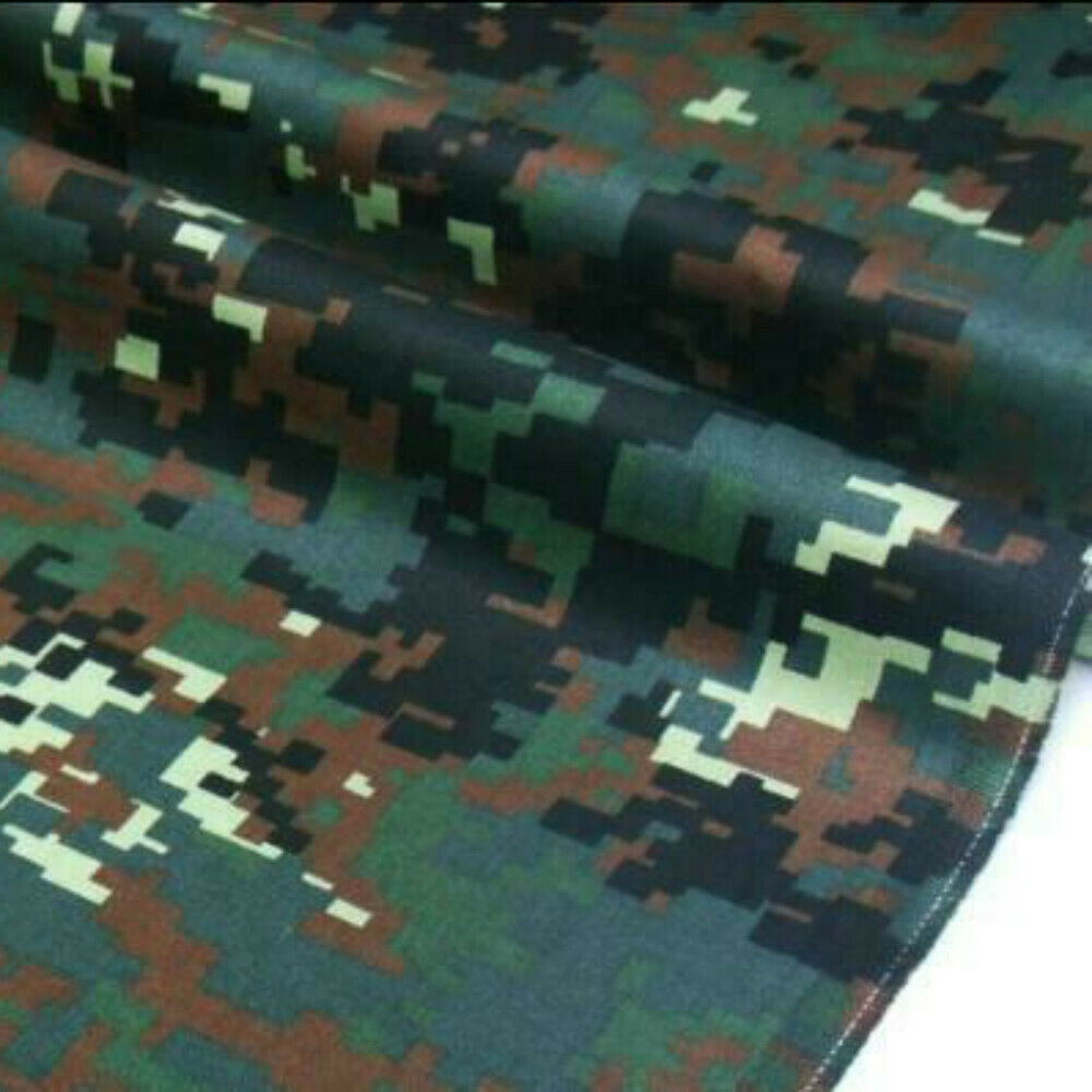 1.5M Width Green Digital Camouflage Fabric Cotton Wear Resistant Camo Cloth