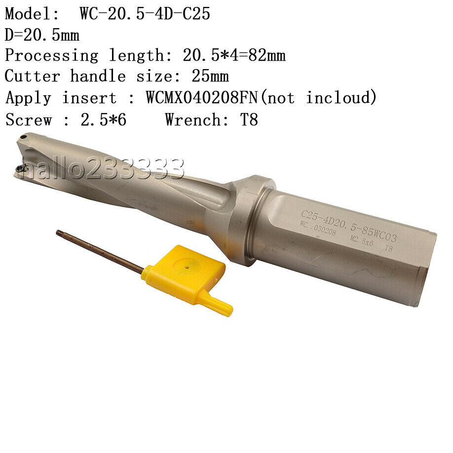 WPD-205-4D-C25 20.5mm U drill indexable drill For WCMX030208 WCMX carbide insert