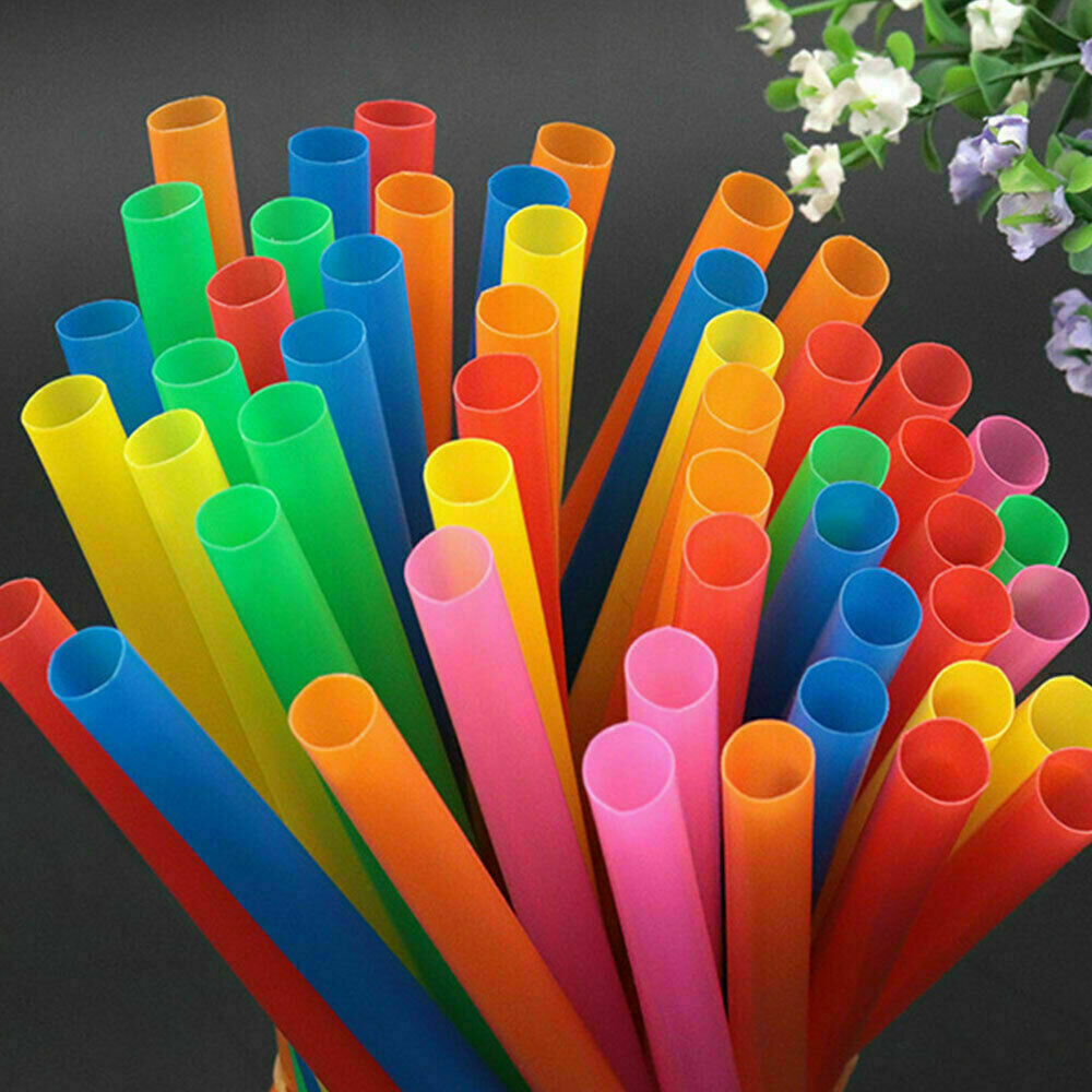 100x 10mm Large Drinking Straws Bubble Tea Smoothie Milkshake Fast