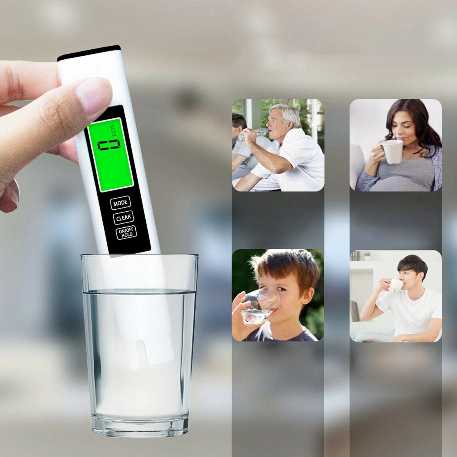 Drinking Water Tester 3 In 1 TDS Tester Pen 0-990ppm Multi-Function Meter
