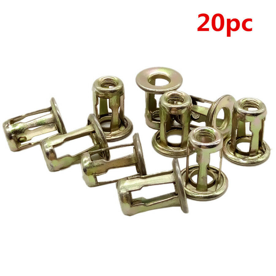 20Pcs Metal Screw Base Clamp Car Trunk License Plate Install Fastener Clips 10mm