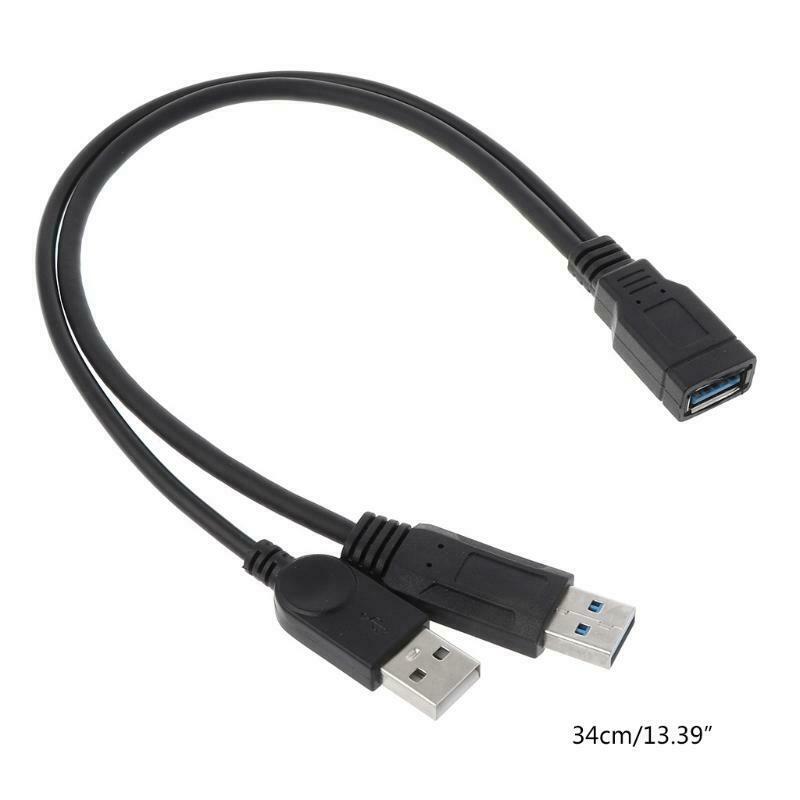 USB 2.0 A Male to USB Female 2 Double Dual Power Supply USB Female Splitter HUB