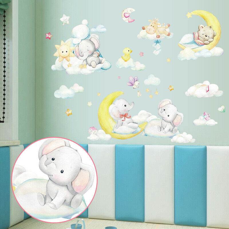 Sleeping Moon Elephant Bear Wall Stickers for Kids rooms bedroom Viny Dec XZBUA