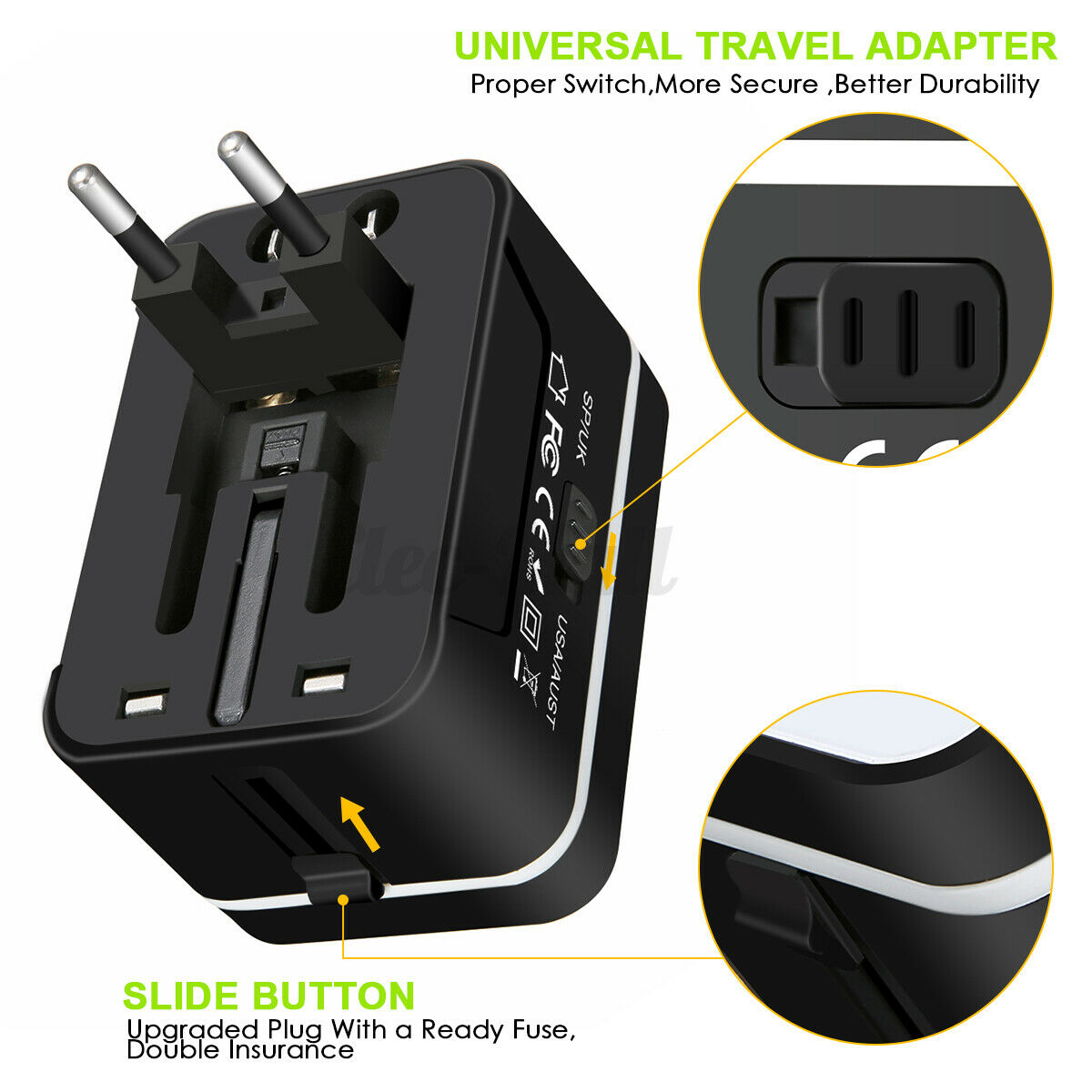 Universal Travel Converter Adapter Wall Charger International AU/US/EU/UK Plug