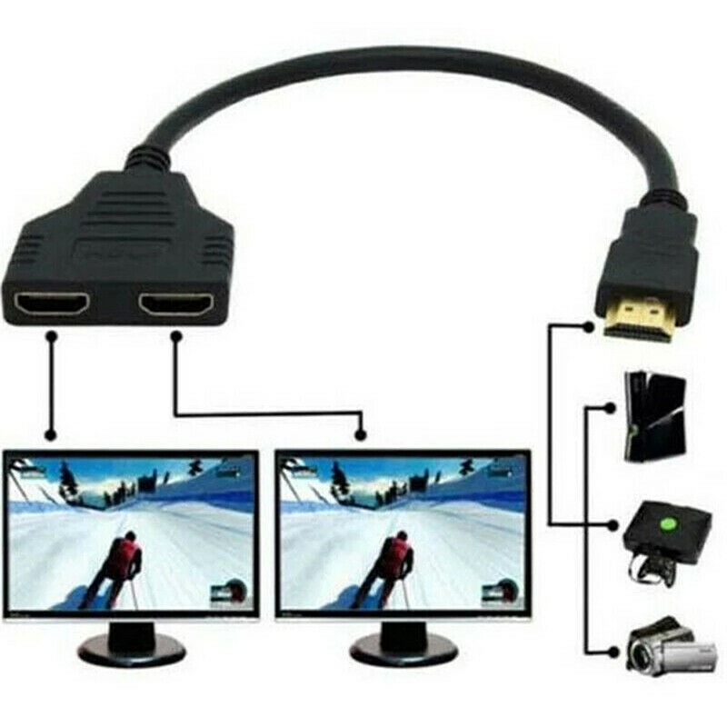 HDMI 2 Dual Port Y Splitter 1080P HDMI v1.4 Male to Double Female Adapter.l8