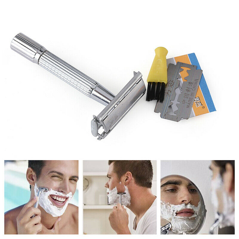 Stain Steel Razor Double Edge Blade Safety Shaver Handle Holder Blade Mir.l8