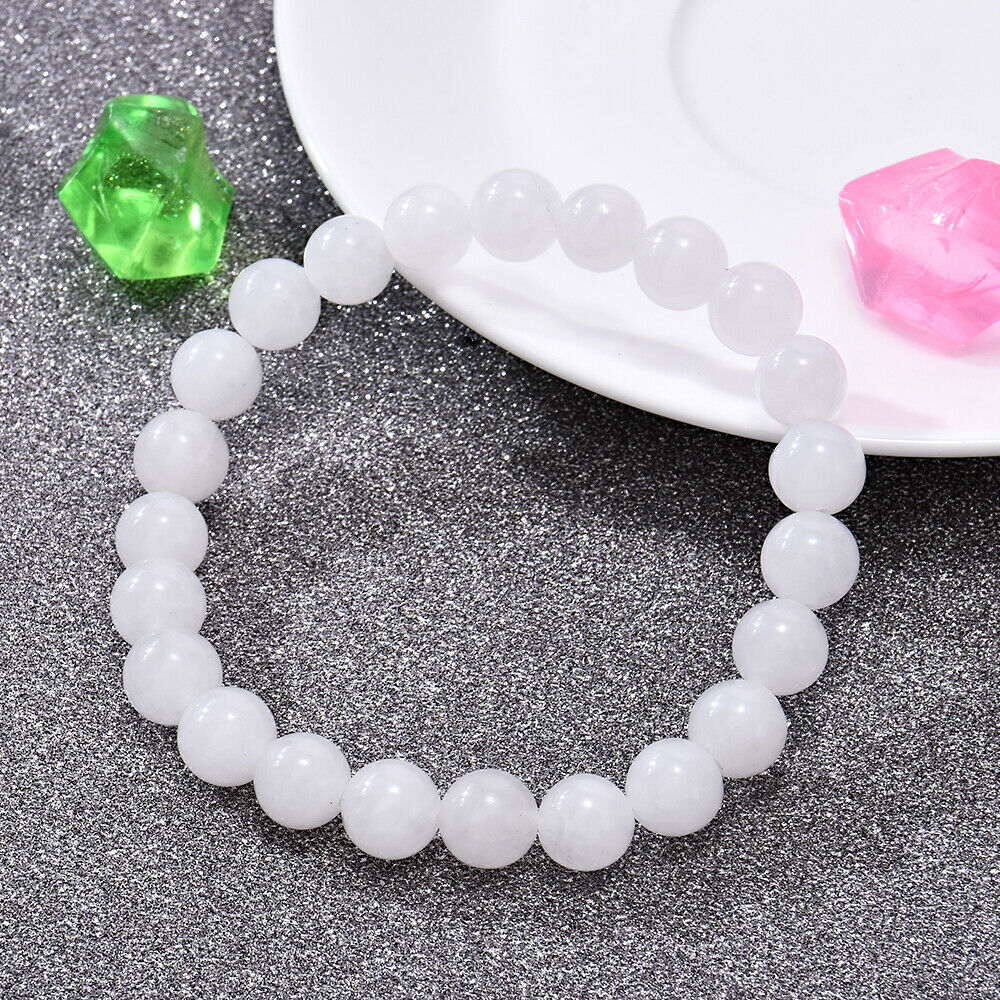 8mm Natural Selenite Handmade Mala Bracelet Spirituality Chakas Cuff Pray White