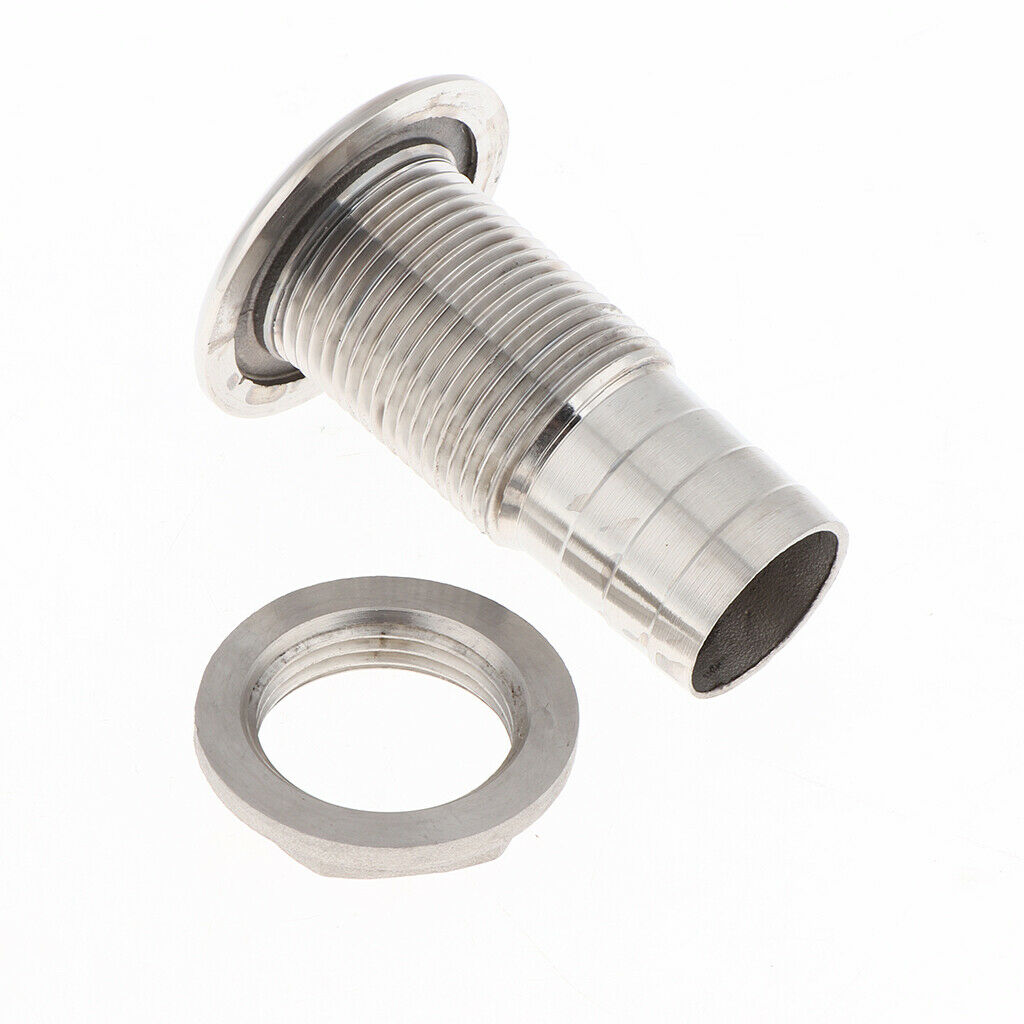 Boat Thru Hull Fitting/Drain 33.4mm 1" Hose Barb Marine 316 Stainless Steel