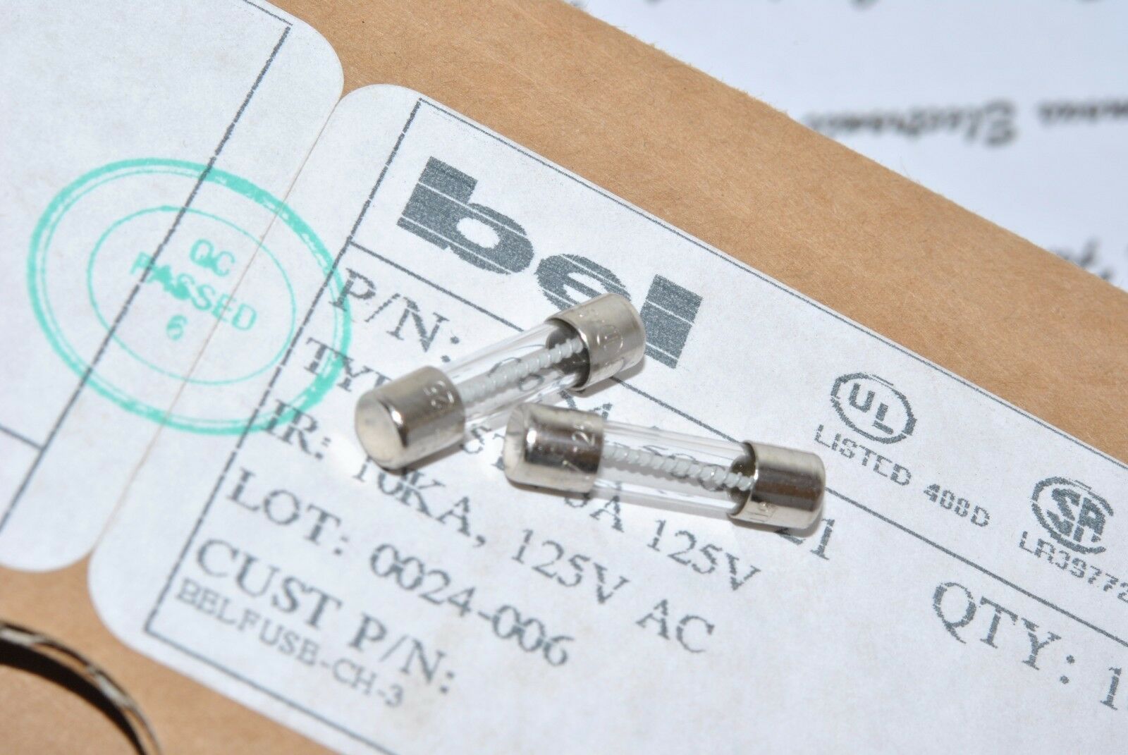 10pcs - bel  5TT 5A 125V 5x20mm Glass Fuse 0654-500-21