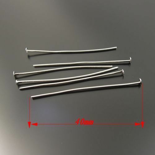 Rhodium Plated Headpins Head Pins Handmade Jewelry Findings 200PCS 40mm