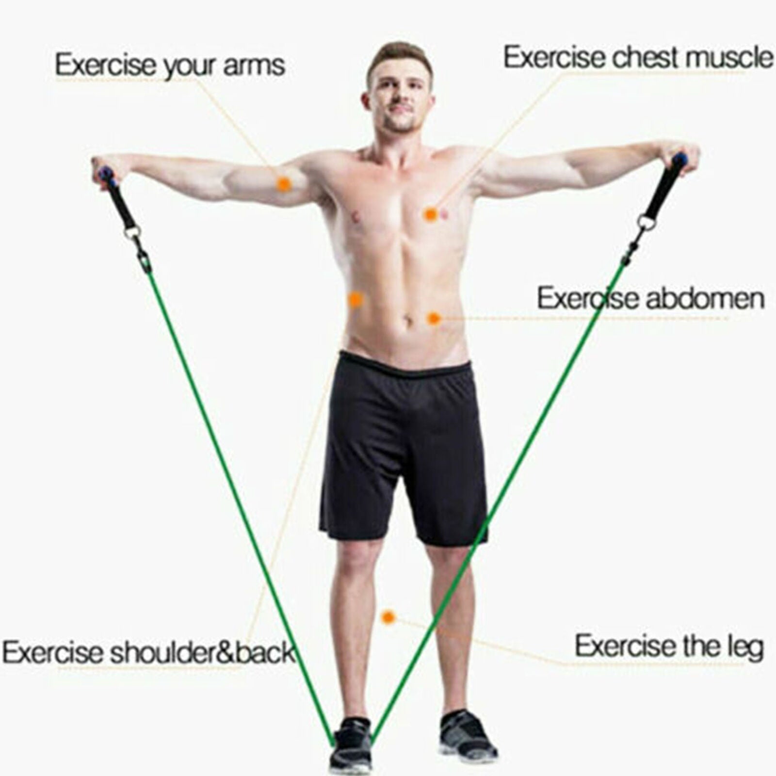 11pcs Resistance Band Set Yoga Pilates Abs Exercise Fitness Tube Workout Bands