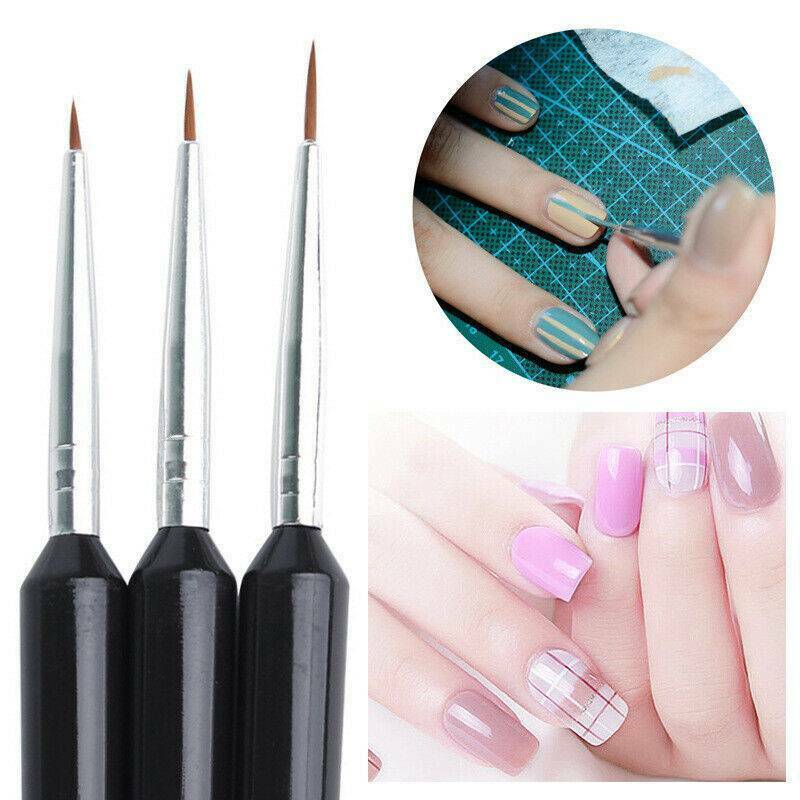 3X Nail Art Pen Dotting Drawing Painting UV Gel Liner Polish Brush Accessories
