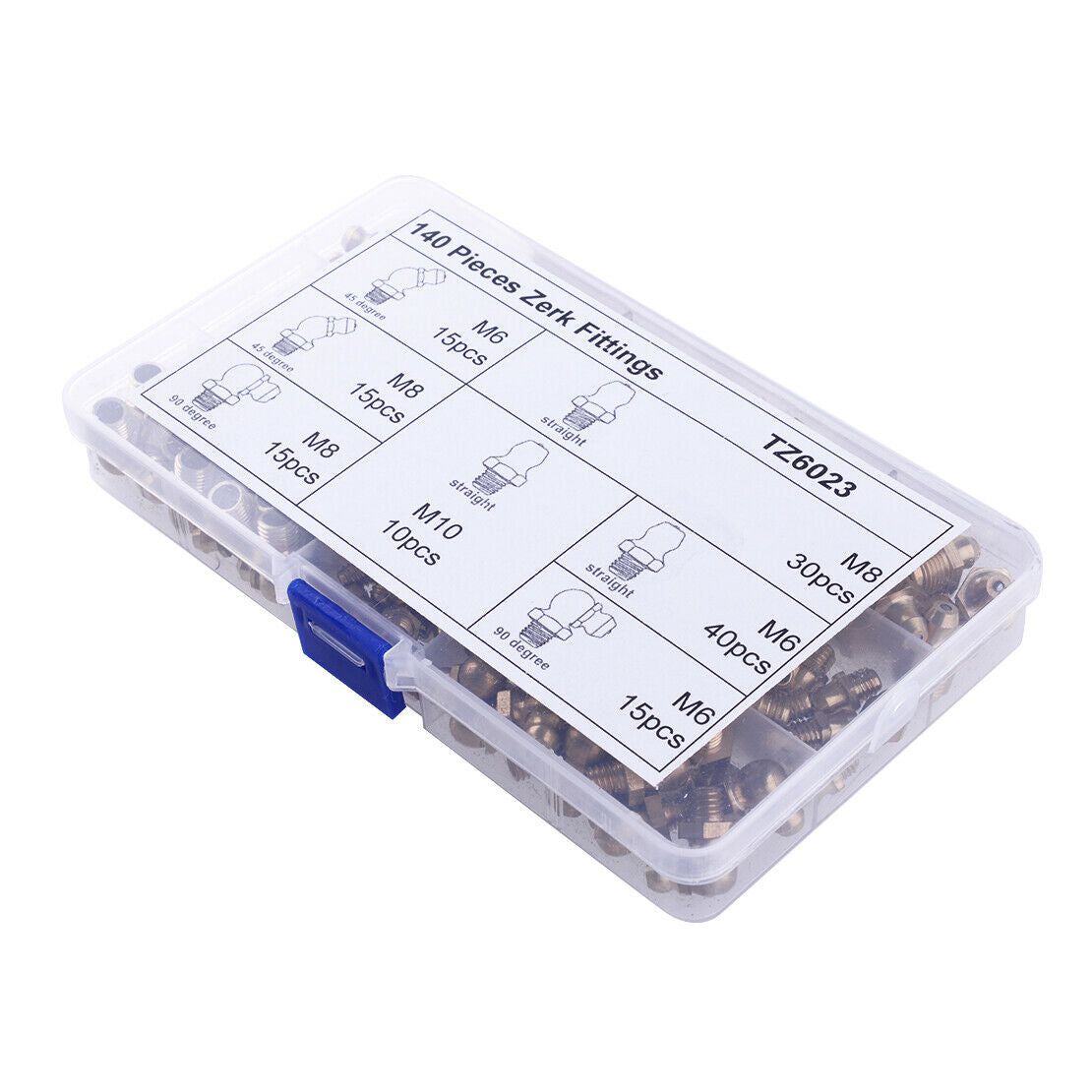 140pcs Brass Metric Hydraulic Lubrication Grease Zerk Fittings Assortment Set A3