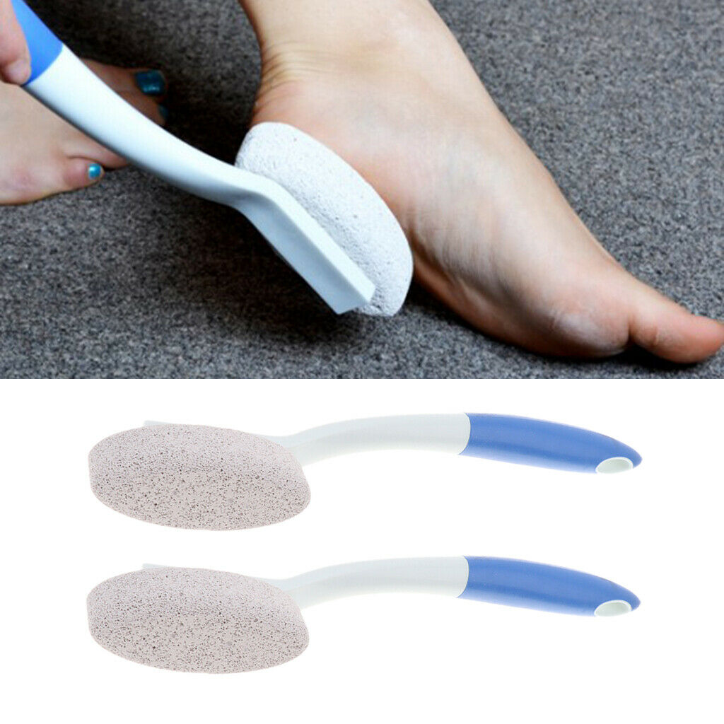 2pcs 35cm Long Handle Pumice Stone Foot Scrubber Hard Dead Skin Remove Tool