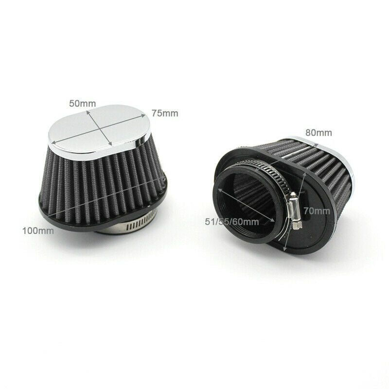 51mm Dia. Air Filter ATV Bike Carburetor Pod Cleaner Oval Elliptical Intake Tube