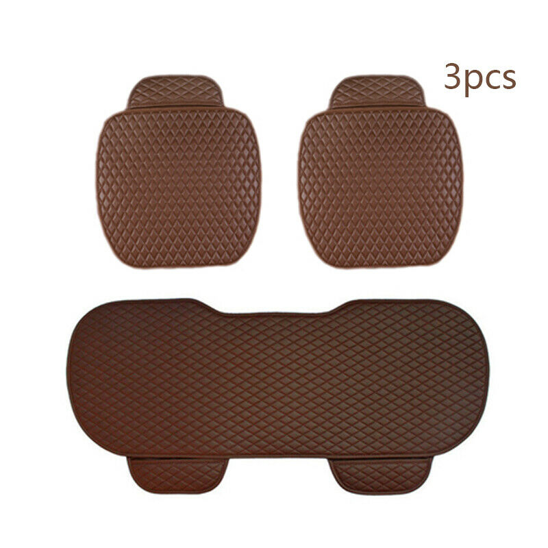 3Pcs PU Leather Front+Rear Seat Cushion Car Seat Covers For Interior Accessories