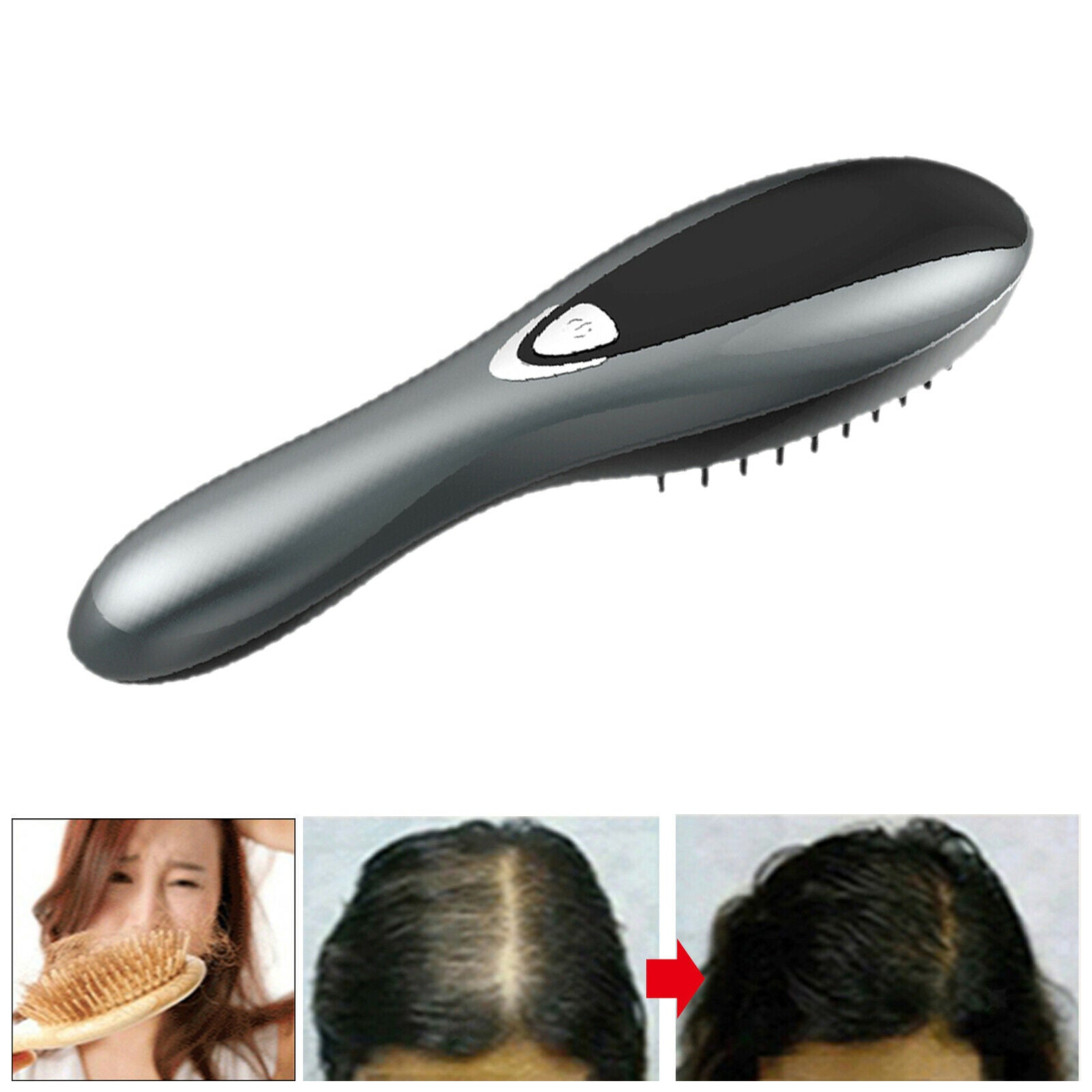 Electric Massage Comb Anti-Static 3 Speeds Rechargeable Hair Brush Scalp