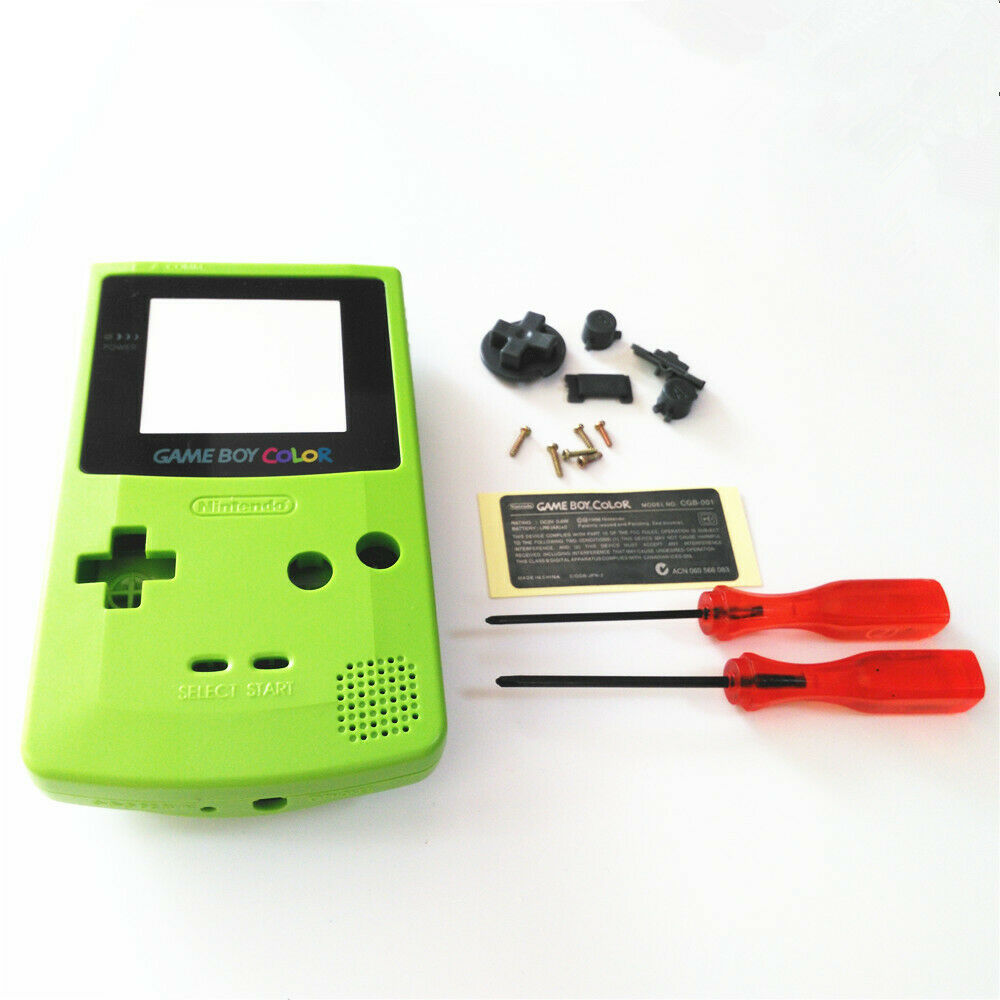 New Frontlit Front Light+Green Housing Shell Kit for Nintendo Game Boy Color GBC