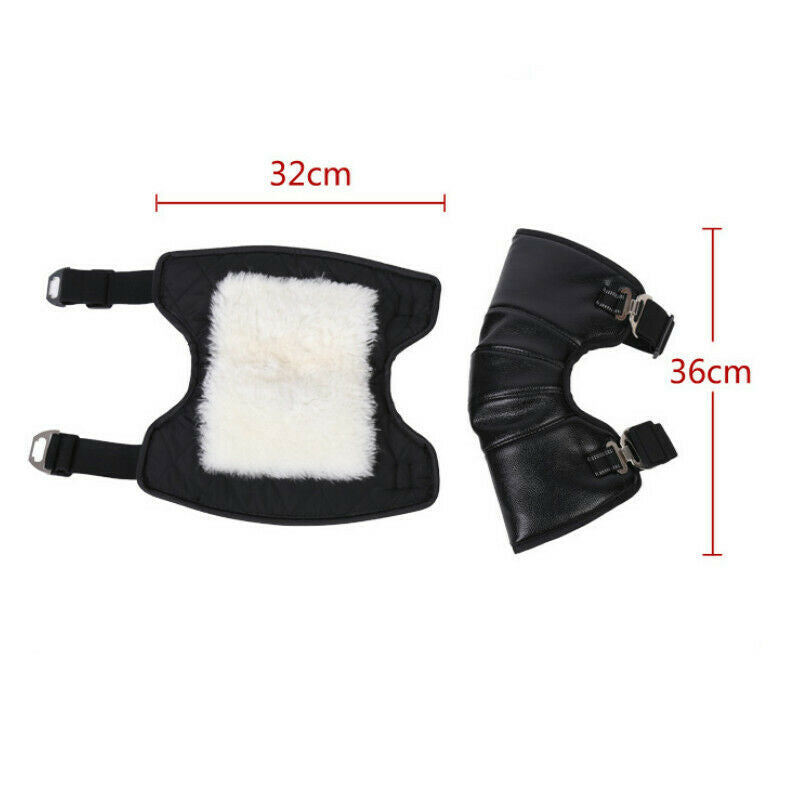 Sheepskin Wool Thermal Knee Joints Warmers Flexible PU Winter Pads Protector New