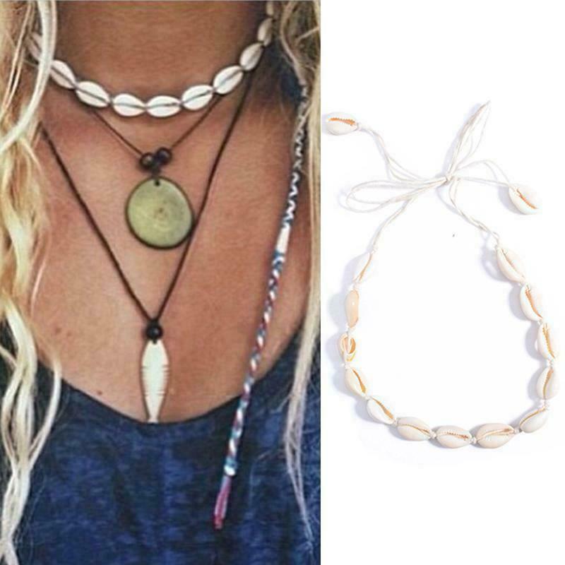 Natural Shell Boho Sea Shell Conch Pendant Collar Choker Beach Necklace Jewelry