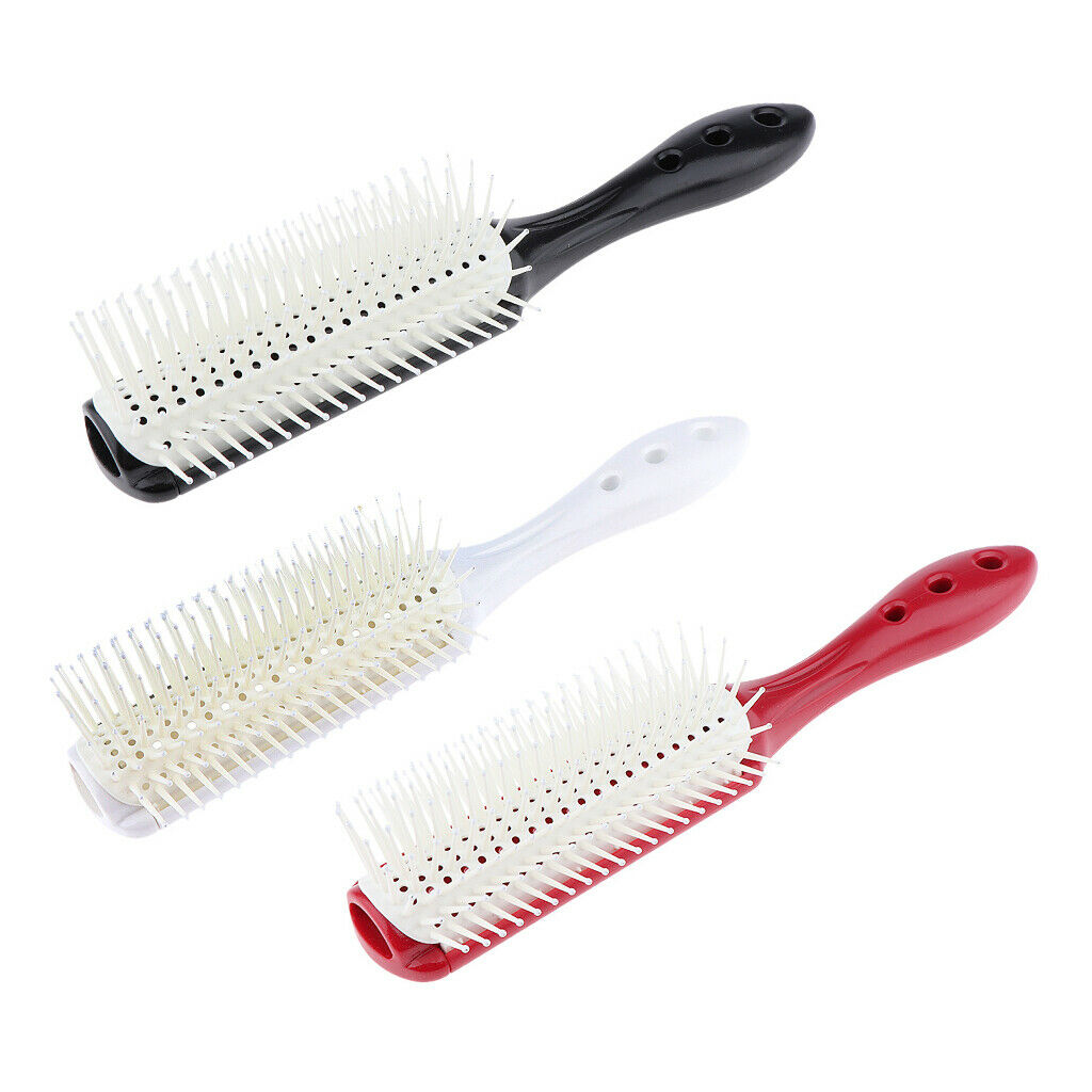 9 Row Vented Hairbrush Detangling Hair Styling Brush for Wet Dry Long Hair Black