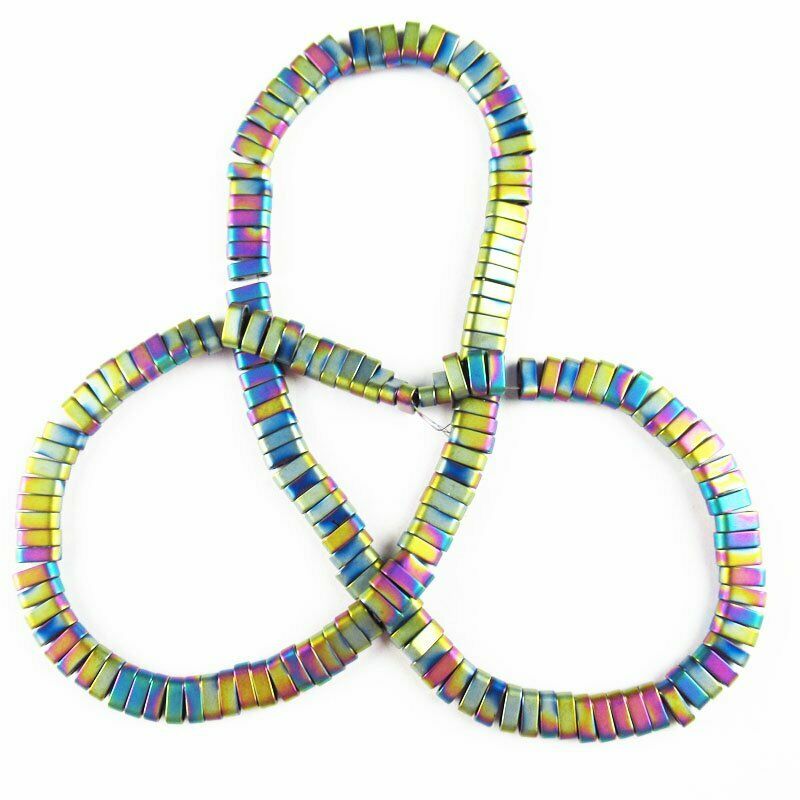 6x3x2mm Rainbow Frosted Hematite Oblong Pendant Loose Bead 15.5 " 23g A-424TS