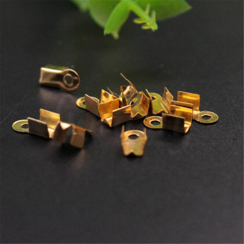 300X Folding Crimps Clamp Clip Connector Ends Cords For Leather Jewellery Craft