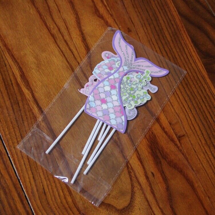 1 Set Mermaid Seashell Cake Topper Glitter Wedding Birthday Party Decor Supplies