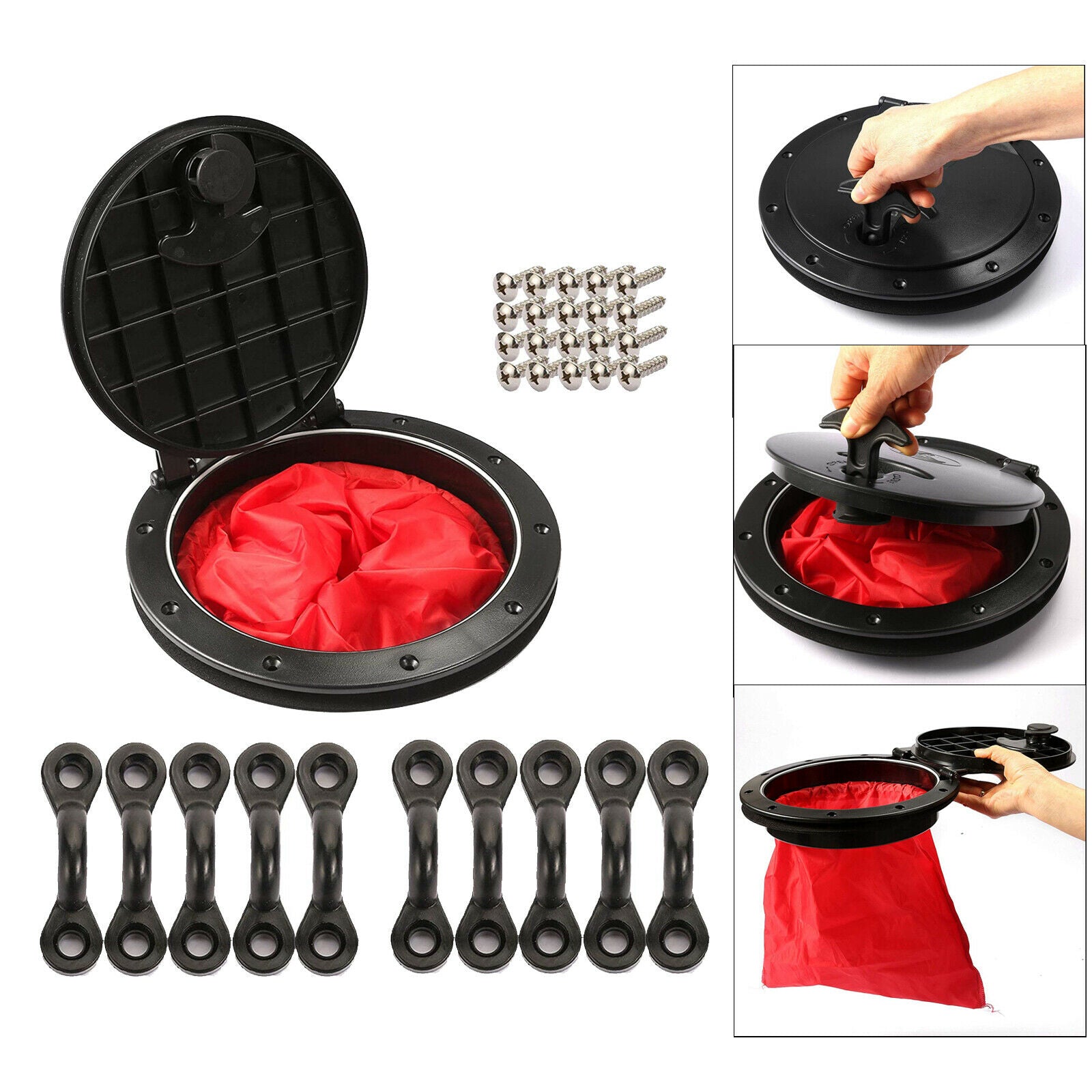 Kayak Hatch Inspection Cover Boat Marine Deck Plate Storage Bag & Screws